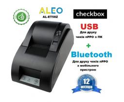 Принтер чеків Настільний AL-ET58Z (ICOD T58Z) Bluetooth+USB чорний ALEO